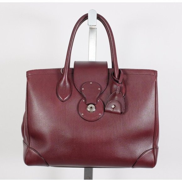 Ralph Lauren Purple Label Collection bag handbag Ricky soft burgundy open top - Picture 7 of 16
